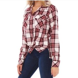 NWT Sanctuary Plaid Boyfriend For Life Oversized Long Sleeve ButtonFlannel Top